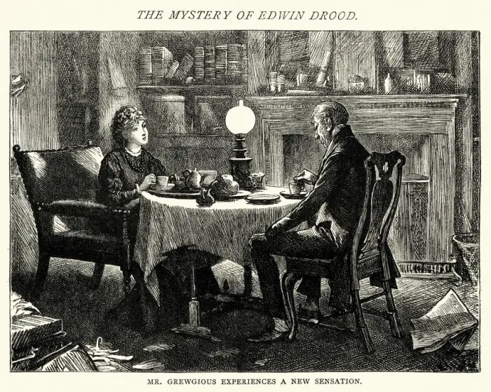 Framed Print : Mystery of Edwin Drood, Mr Grewgious Experiences a New Sensation Framed Print : Mystery of Edwin Drood, Mr Grewgious Experiences a New Sensation