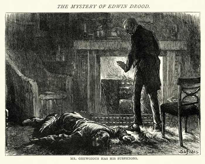 Framed Print : The Mystery of Edwin Drood, Mr Grewgious Has His Suspicions Framed Print : The Mystery of Edwin Drood, Mr Grewgious Has His Suspicions