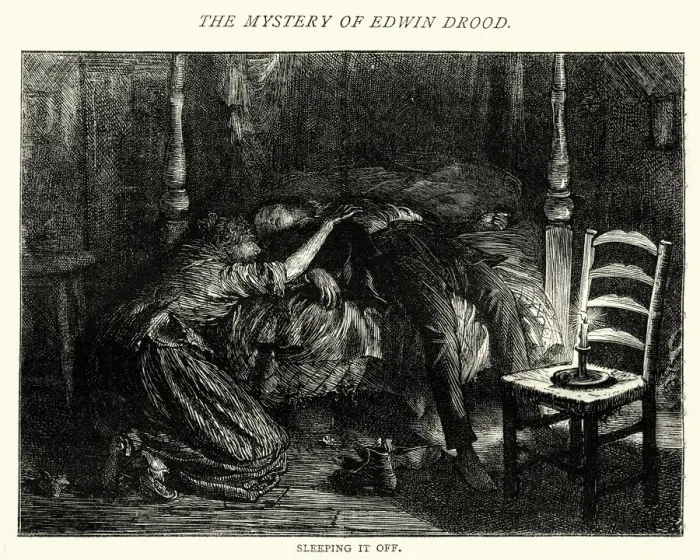 Framed Print : The Mystery of Edwin Drood, Sleeping it off Framed Print : The Mystery of Edwin Drood, Sleeping it off