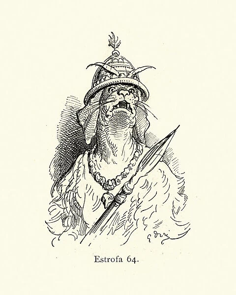 Mythical dog soldier warrior armed with a spear