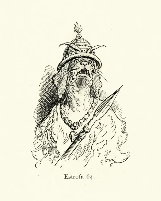 Framed Print : Mythical dog soldier warrior armed with a spear Framed Print : Mythical dog soldier warrior armed with a spear