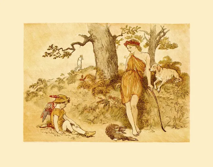 Framed Print : Mythological scene with Artemis the huntress Framed Print : Mythological scene with Artemis the huntress