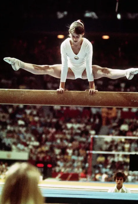 Framed Print : Nadia Comaneci Making Difficult Balance Beam Stretch Framed Print : Nadia Comaneci Making Difficult Balance Beam Stretch