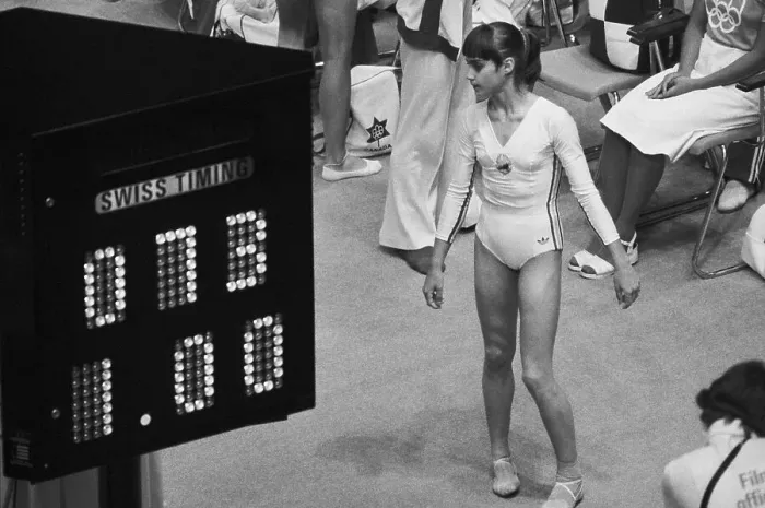 Framed Print : Nadia Comaneci Pausing During Olympic Trials Framed Print : Nadia Comaneci Pausing During Olympic Trials