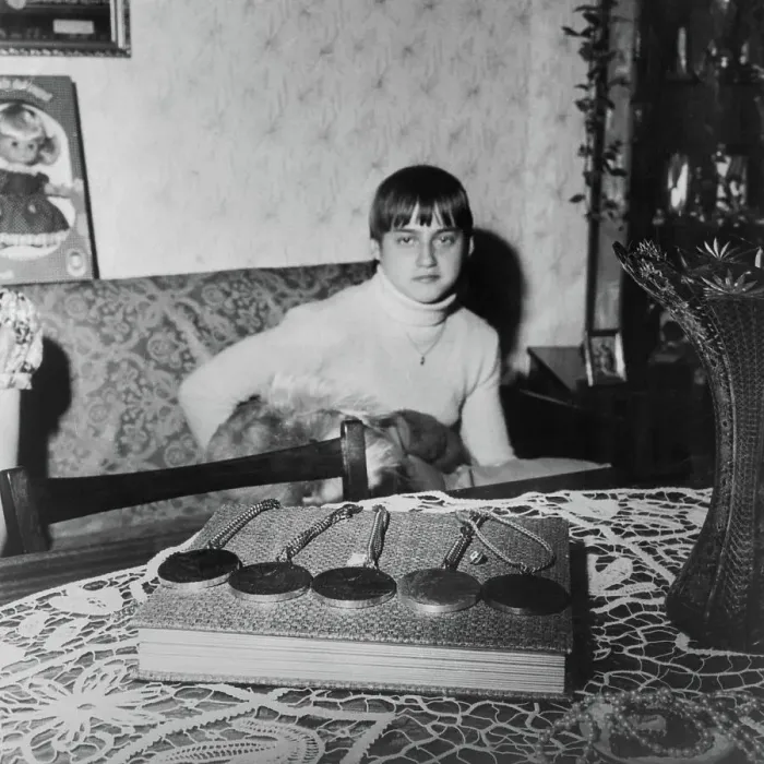 Framed Print : Nadia Comaneci Sitting on Couch
