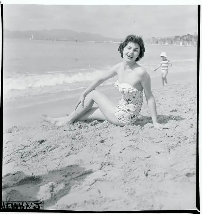 Framed Print : Nadja Regin Sunning Herself on Beach Framed Print : Nadja Regin Sunning Herself on Beach