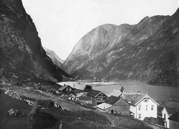 Naeordal. circa 1965: A view of the village of Naerodal set on the banks