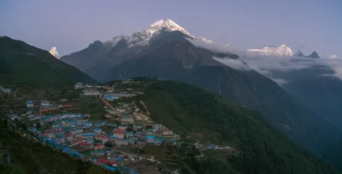 Framed Print : Namche Bazaar village in the night, Everest region Framed Print : Namche Bazaar village in the night, Everest region