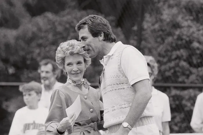 Framed Print : Nancy Reagan Conversing with Actor Tom Selleck Framed Print : Nancy Reagan Conversing with Actor Tom Selleck
