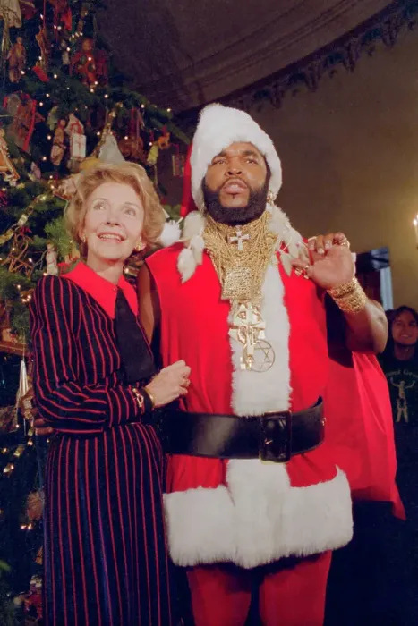 Framed Print : Nancy Reagan Posing with Mr. T Framed Print : Nancy Reagan Posing with Mr. T