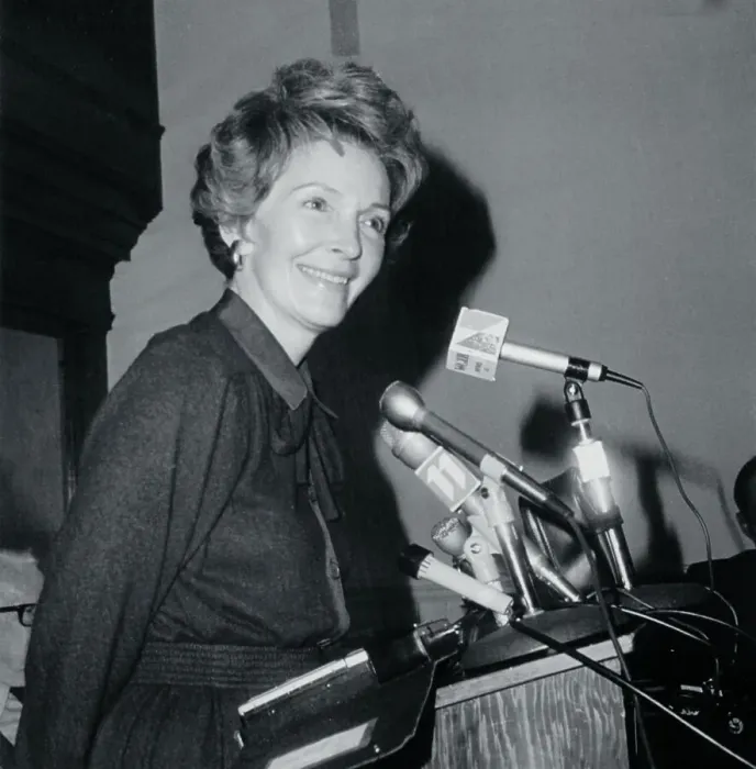 Framed Print : Nancy Reagan at Press Conference Framed Print : Nancy Reagan at Press Conference