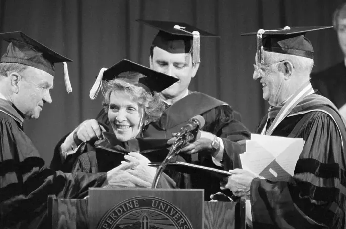 Framed Print : Nancy Reagan Receiving Honorary Degree Framed Print : Nancy Reagan Receiving Honorary Degree