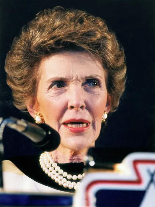 Framed Print : Nancy Reagan Speaking at Microphone Framed Print : Nancy Reagan Speaking at Microphone