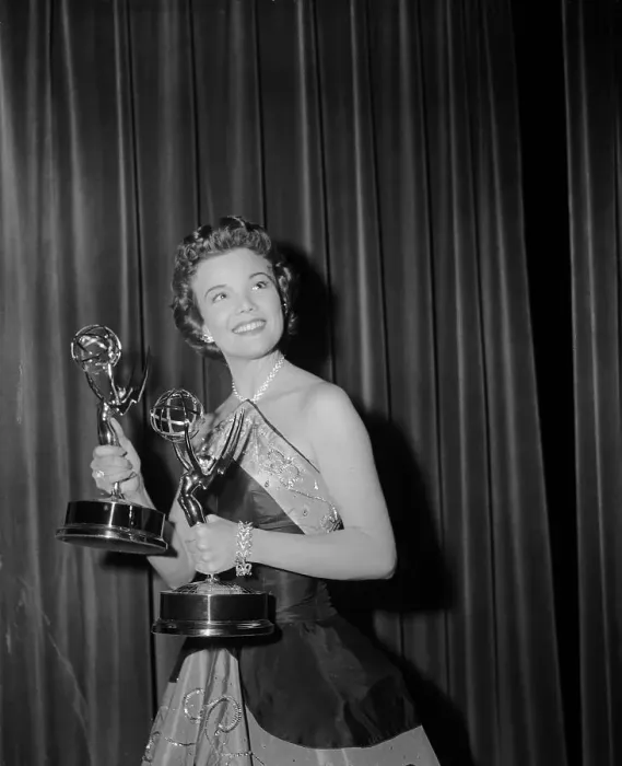 Framed Print : Nanette Fabray Holding Her Emmy Awards Framed Print : Nanette Fabray Holding Her Emmy Awards