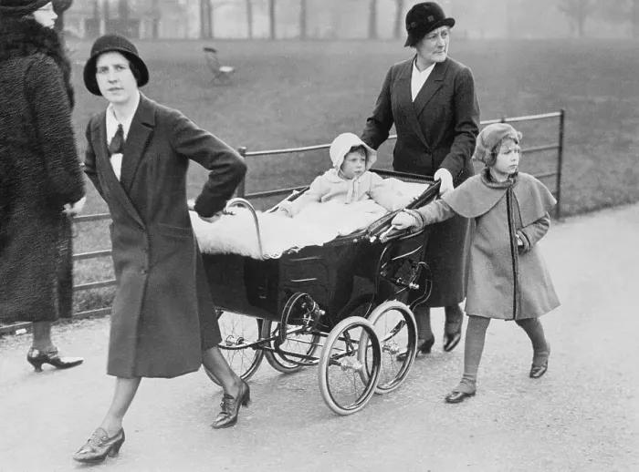 Framed Print : Nannies on Outing with Princesses of England Framed Print : Nannies on Outing with Princesses of England