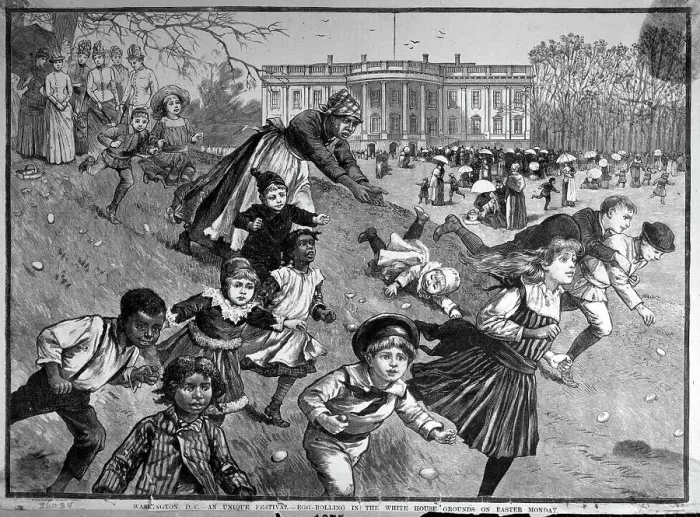 Framed Print : Nanny Runs After Children By White House Framed Print : Nanny Runs After Children By White House