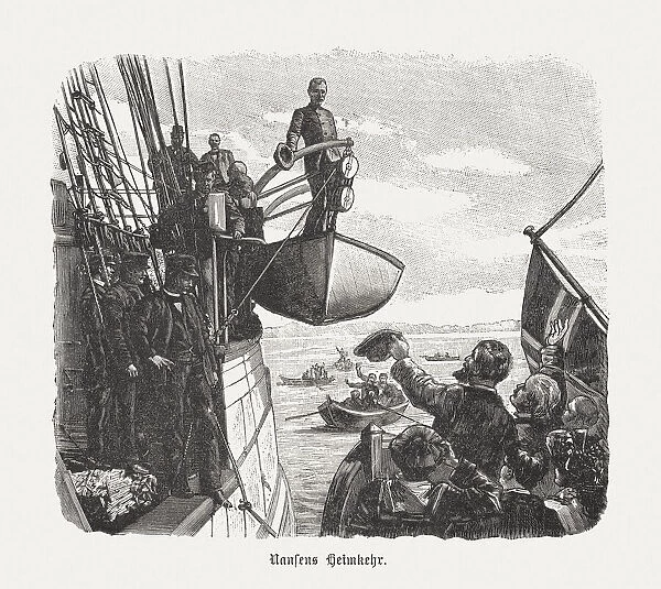 Nansen's return from the Fram Expedition (1896), woodcut, published 1898