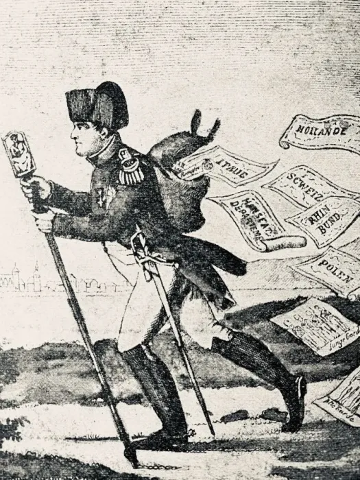 Framed Print : Napoleon cartoon from the year 1813: Le Petit Courier du Rhin Framed Print : Napoleon cartoon from the year 1813: Le Petit Courier du Rhin