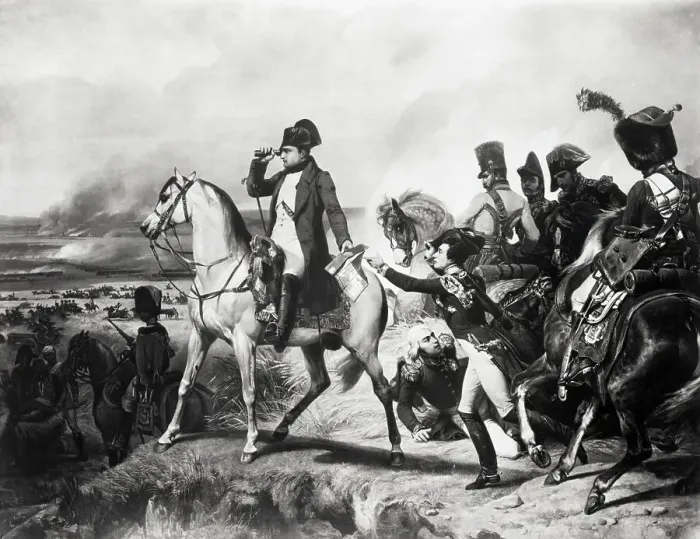 Framed Print : Napoleon with Soldiers on Battlefield Framed Print : Napoleon with Soldiers on Battlefield