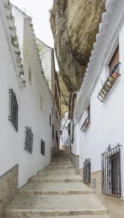 Framed Print : Narrow alley with rock wall, Setenil de las Bodegas, Andalucia, Spain Framed Print : Narrow alley with rock wall, Setenil de las Bodegas, Andalucia, Spain