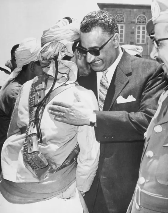 Framed Print : Nasser Hugs Yemeni Soldier