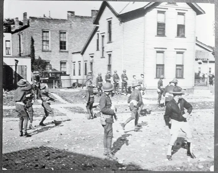 Framed Print : National Guard and Strikers Clashing