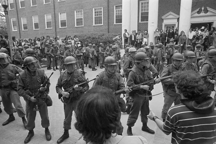 Framed Print : National Guard Troops and Anti-War Demonstrators Framed Print : National Guard Troops and Anti-War Demonstrators