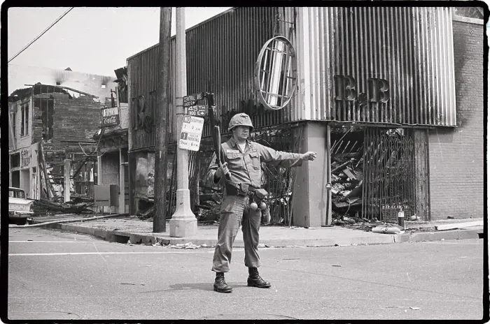 Framed Print : National Guardsman Directing Traffic Framed Print : National Guardsman Directing Traffic
