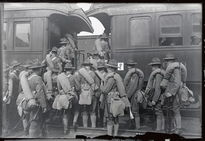 Framed Print : National Guardsmen Leaving For Encampmen Framed Print : National Guardsmen Leaving For Encampmen