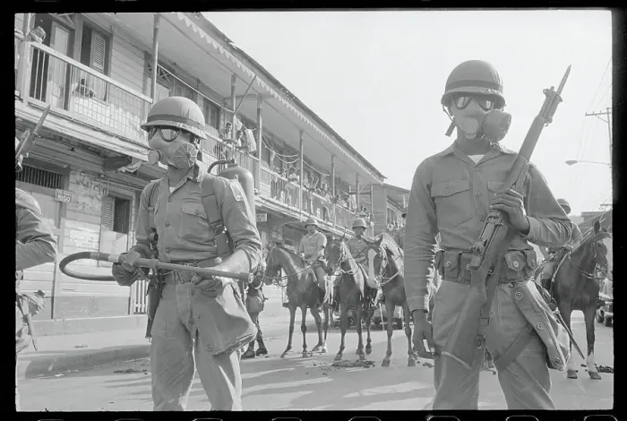 Framed Print : National Guardsmen Patrolling a Street Framed Print : National Guardsmen Patrolling a Street