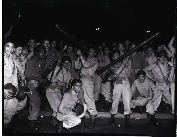 Framed Print : National Guardsmen Pose with Bazookas and Other Weapons Framed Print : National Guardsmen Pose with Bazookas and Other Weapons