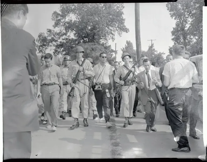 Framed Print : National Guardsmen and Protesters in Little Rock Framed Print : National Guardsmen and Protesters in Little Rock