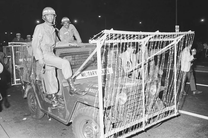 Framed Print : National Guardsmen on Riot Jeep at Chicago Convention Framed Print : National Guardsmen on Riot Jeep at Chicago Convention