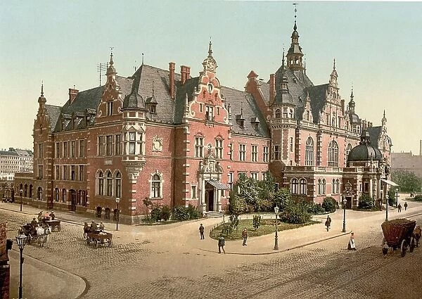 National Library in Leipzig in Saxony, Germany, Historic, digitally restored reproduction of a photochrome print from the 1890s