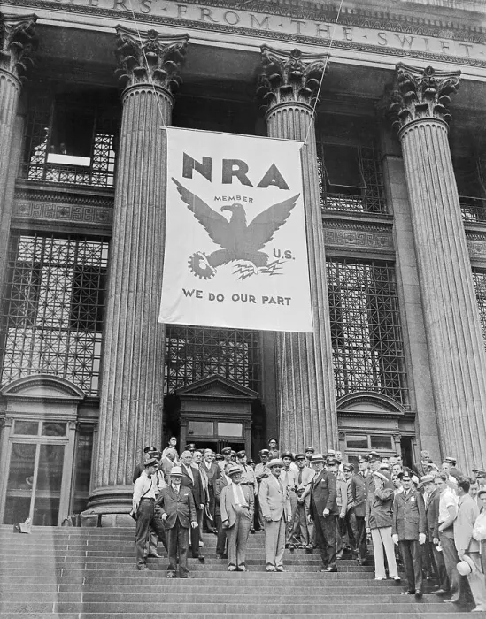 Framed Print : National Recovery Act Banner on Post Office