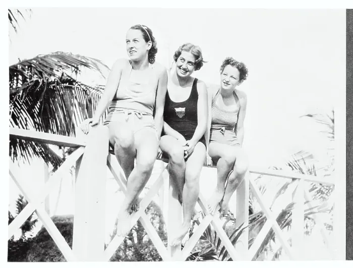 Framed Print : National Swimmers Posing on Railing Framed Print : National Swimmers Posing on Railing