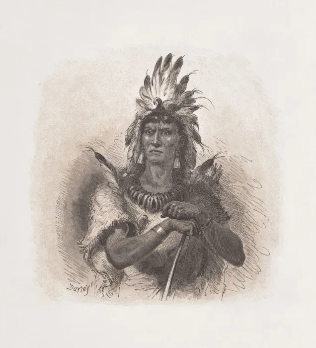Framed Print : Native American chief, wood engraving, published in 1876 Framed Print : Native American chief, wood engraving, published in 1876