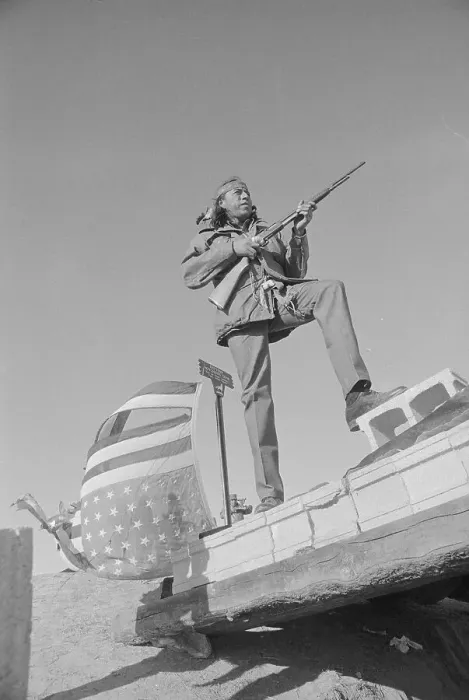Framed Print : Native American with Gun at Wounded Knee Framed Print : Native American with Gun at Wounded Knee