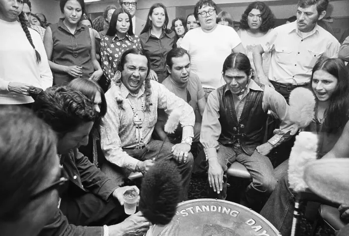 Framed Print : Native American Leaders at Victory Rally, 1974 Framed Print : Native American Leaders at Victory Rally, 1974