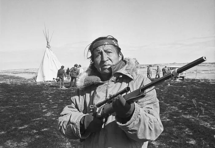 Framed Print : Native American Protester at Wounded Knee Framed Print : Native American Protester at Wounded Knee