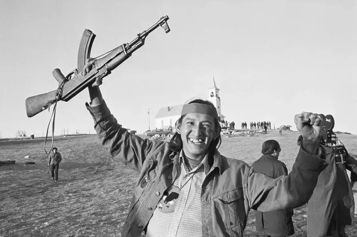 Framed Print : Native American Soldier Waving Gun Framed Print : Native American Soldier Waving Gun