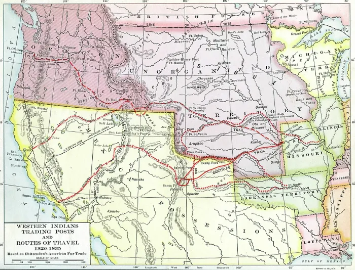Framed Print : Native American Trading Posts & Travel Routes Framed Print : Native American Trading Posts & Travel Routes