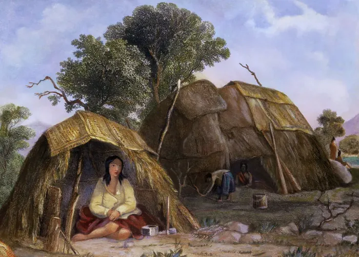 Framed Print : Native American Women Inside and at Hut of Menstrual Lodge Framed Print : Native American Women Inside and at Hut of Menstrual Lodge