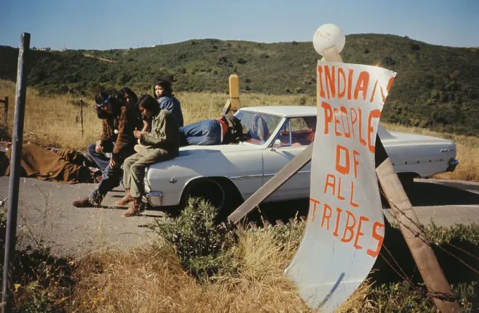 Framed Print : Native Americans Blocking Highway Framed Print : Native Americans Blocking Highway