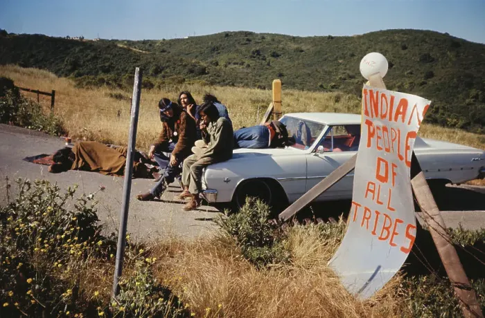 Framed Print : Native Americans Blocking Highway Framed Print : Native Americans Blocking Highway