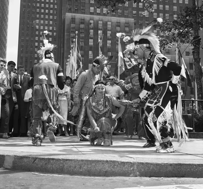 Framed Print : Native Americans Dance In New York