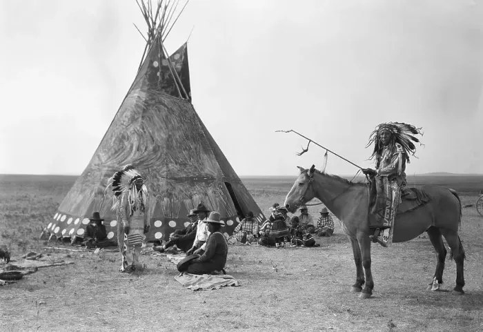 Framed Print : Native Americans Encampment on the Plains Framed Print : Native Americans Encampment on the Plains