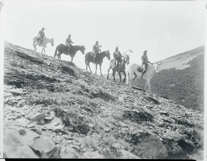 Framed Print : Native Americans Riding Horses Down Hill Framed Print : Native Americans Riding Horses Down Hill