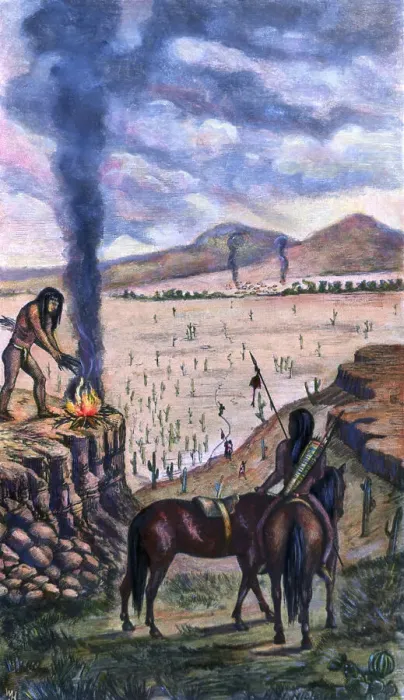Framed Print : Native Americans Signaling A War Party