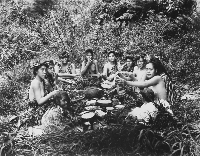 Framed Print : Native Hawaiians at a Picnic Framed Print : Native Hawaiians at a Picnic